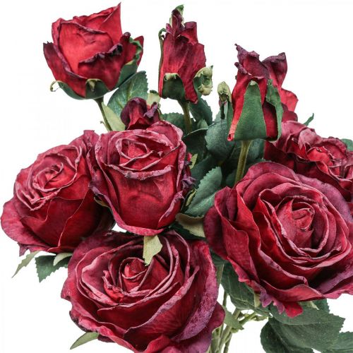 Product Deco roses red artificial roses silk flowers 50cm 3pcs