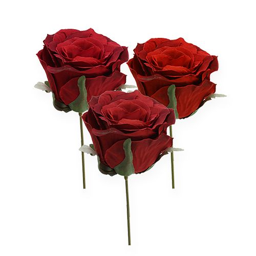 Floristik24 Decorative rose head red Ø9cm 6pcs