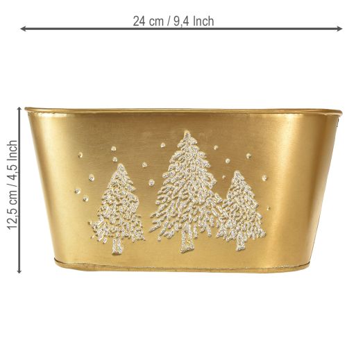 Decorative oval bowl, Christmas tree-shaped planter, gold, 24×13×12.5cm | Floristik24.ie