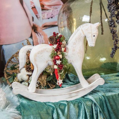 Floristik24 Decorative rocking horse Christmas white brown 37x8x32cm