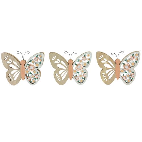 Floristik24 Decorative butterfly wood flowers 15x12cm natural/colorful 3pcs