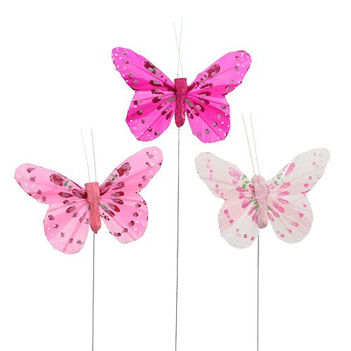 Floristik24 Deco butterfly pink-pink sort. 6cm 24pcs