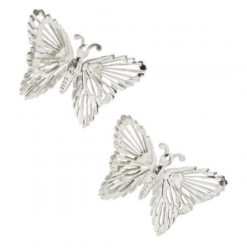 Floristik24 Decorative Butterflies Metal Hanging Decoration Silver 5cm 30 Pcs