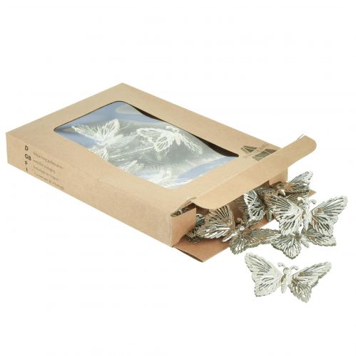 Product Decorative Butterflies Metal Hanging Decoration Silver 5cm 30 Pcs