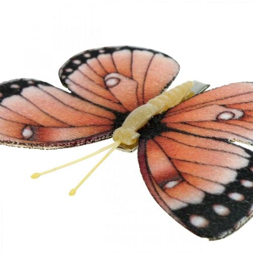 Product Deco butterflies with clip B4.5–11.5cm 10pcs brown orange