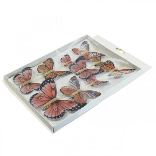 Floristik24 Deco butterflies with clip B4.5–11.5cm 10pcs brown orange