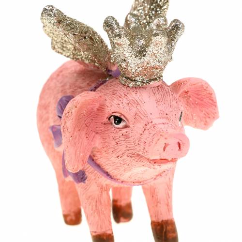 Floristik24 Decorative figure pig with crown 9cm 2pcs