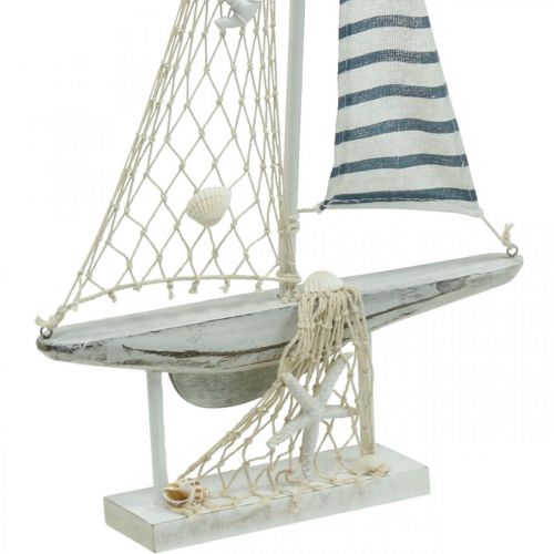 Floristik24 Deco Sailing Boat Wood White Blue Maritime Deco Ship 28×3×55cm