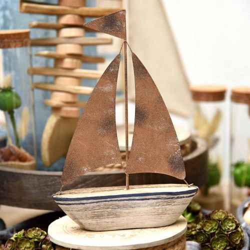 Floristik24 Deco sailboat wood rust maritime decoration 16×25cm