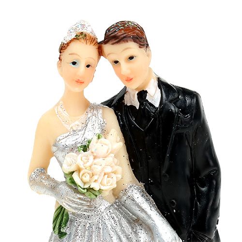 Floristik24 Decorative silver wedding couple 10cm