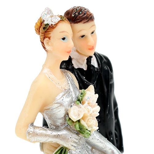 Floristik24 Decorative silver wedding couple 10cm