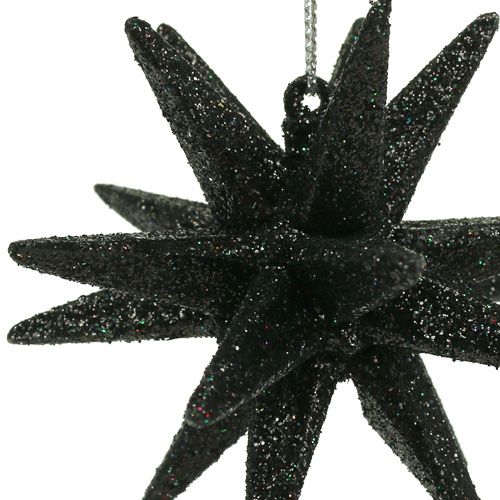 Product Deco stars black mica 7,5cm 8pcs