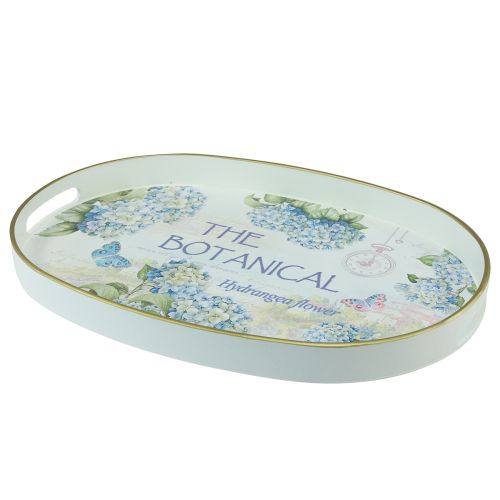 Floristik24 Decorative tray hydrangeas plastic tray white 39×27.5cm