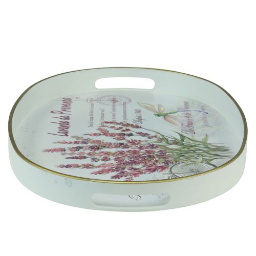 Product Decorative tray lavender plastic tray white 39×27.5cm