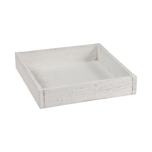 Floristik24 Decorative tray square wooden tray white 20×20×3.5cm