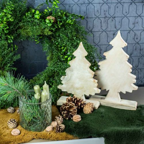 Floristik24 Deco Christmas tree wood, washed white Christmas fir 27 × 17 × 5cm