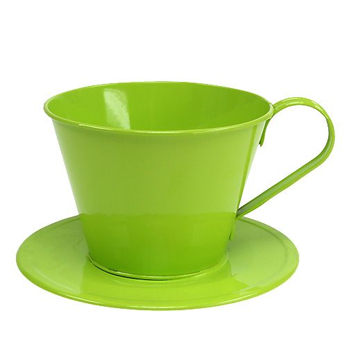Floristik24 Decorative cup with plate green Ø16cm H11cm