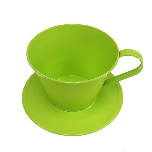 Floristik24 Decorative cup with plate green Ø16cm H11cm