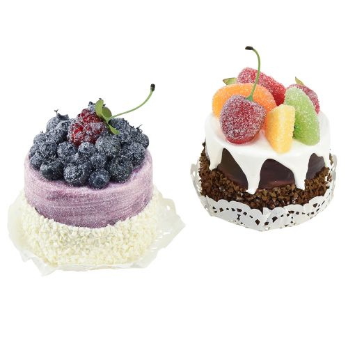 Product Decorative tartlets with fruit, artificial cake replicas, window display decoration, set of 2 pieces Ø8cm