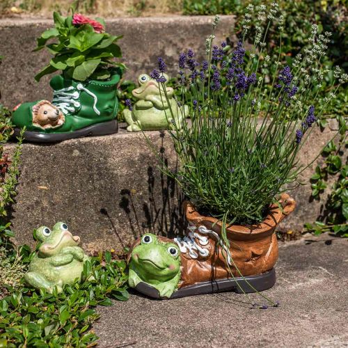 Floristik24 Decorative planter, shoe with frog, ceramic 30×18cm H15cm