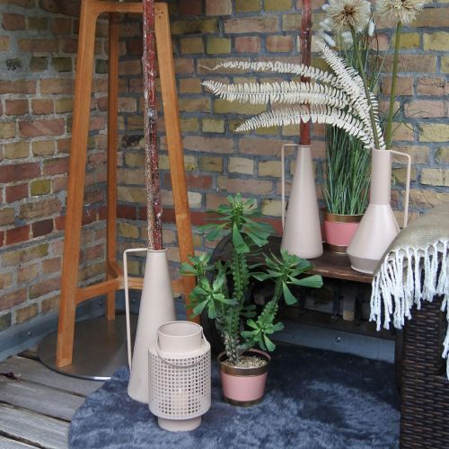 Product Decorative metal vase, decorative jug, pink, conical, vintage flower vase, 38cm