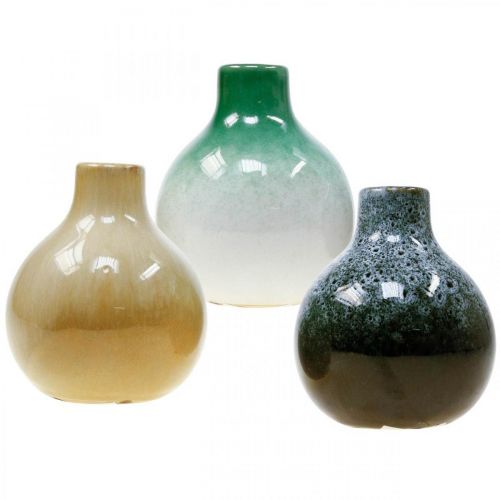 Decorative vases, ceramic vases set spherical H10.5cm Ø9cm 3pcs