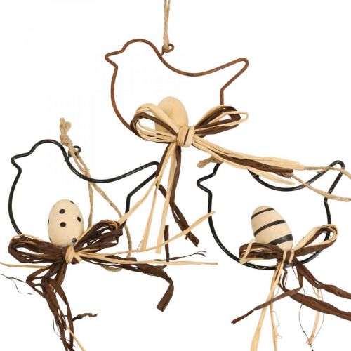 Product Decorative birds for hanging black/natural/rust 8.5×7.5cm 6pcs