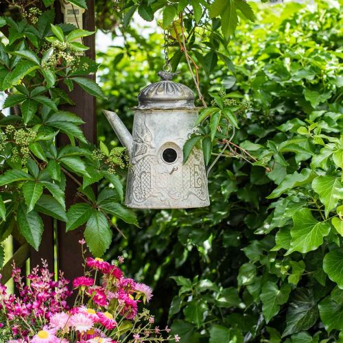 Floristik24 Decorative birdhouse vintage, decorative jug metal for hanging H28.5cm