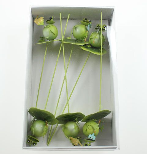 Floristik24 Decorative frogs with garden tools on a stick 6pcs