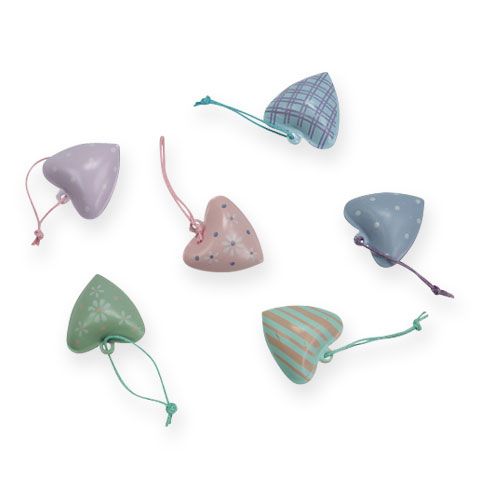 Floristik24 Metal heart to hang with motifs 3cm 12pcs