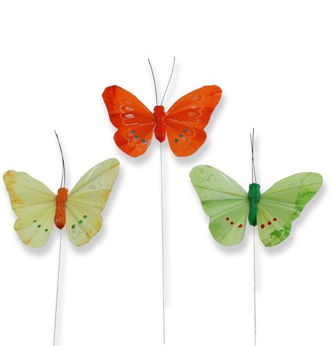 Floristik24 Decorative butterflies on a wire, multicolored 8 cm