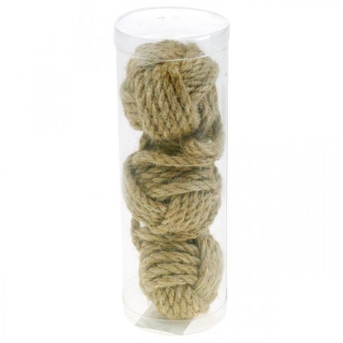 Floristik24 Decoration for hanging rope ball jute natural Ø5.5cm 3pcs