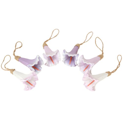 Product Decorative Bellflower Pendants, Purple and White, Set of 6, Ø3.5cm, H8cm, Spring and Easter Decorations