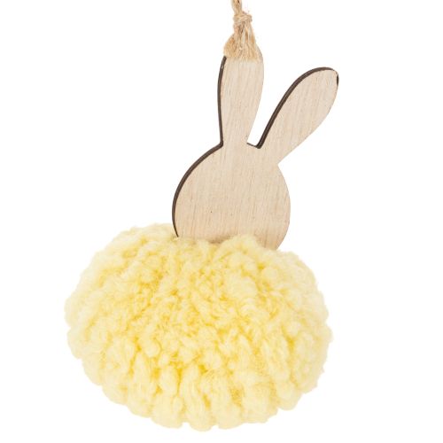 Product Easter Bunny Decoration for Hanging, Fluffy Bunny, Yellow, Ø7cm, 6 Pieces