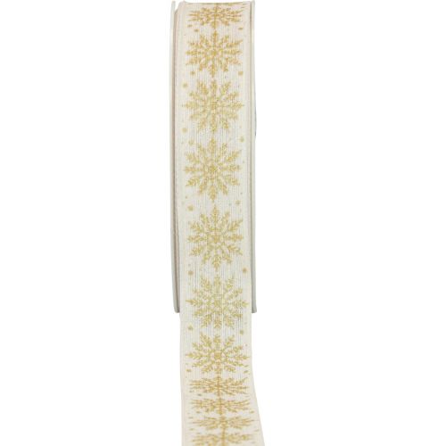 Product Christmas ribbon gift ribbon snowflake white 25mm 20m