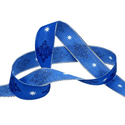 Product Deco ribbon blue with pattern 25mm 20m
