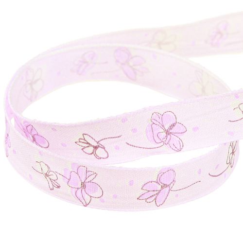 Floristik24 Decorative Ribbon Flowers Spring Gift Ribbon Lilac 15mm 20m