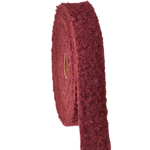 Floristik24 Decorative ribbon Bordeaux wool look wide fabric ribbon 40mm 8m