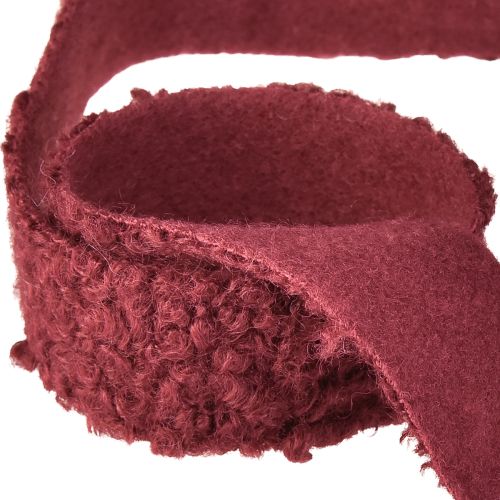 Floristik24 Decorative ribbon Bordeaux wool look wide fabric ribbon 40mm 8m
