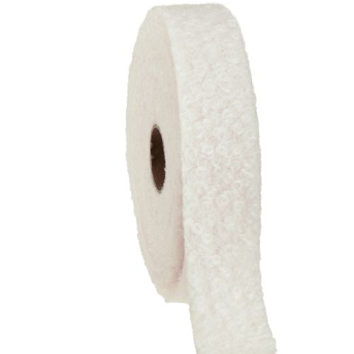 Decorative ribbon cream wide ribbon wool look fabric ribbon 40mm 8m