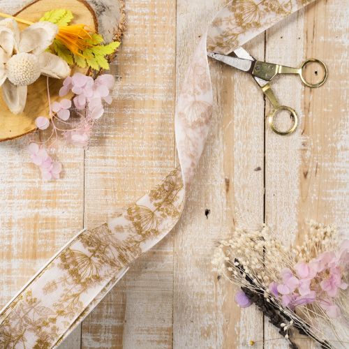 Gift ribbon with plant motifs, dill decorative ribbon, 40mm wide, 20m long | Floristik24.ie