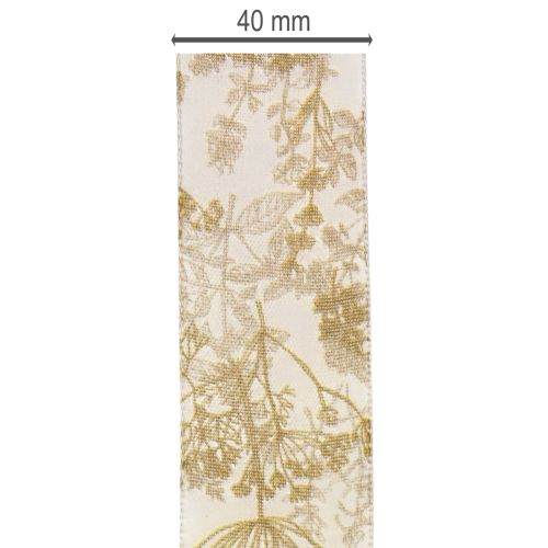 Gift ribbon with plant motifs, dill decorative ribbon, 40mm wide, 20m long | Floristik24.ie