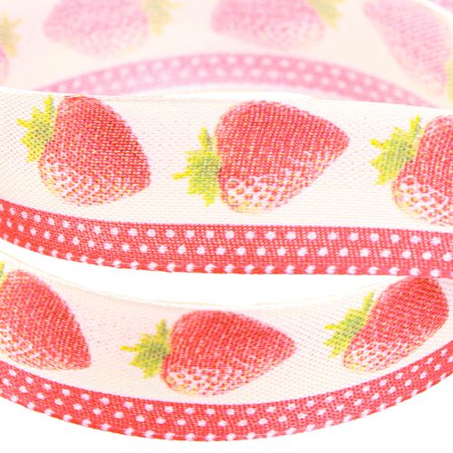 Product Decorative Ribbon Strawberries Fabric Ribbon Stable Edges 25mm 15m