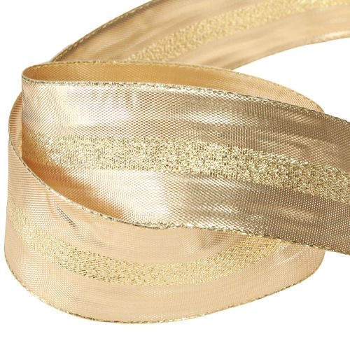 Floristik24 Decorative ribbon gold glitter ribbon Christmas ribbon 40mm 20m