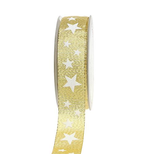Floristik24 Decorative ribbon gold with star pattern 25mm 20m