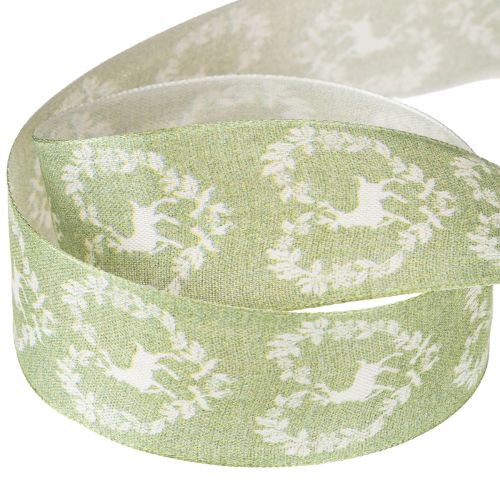 Product Deco ribbon green deer 40mm 20m