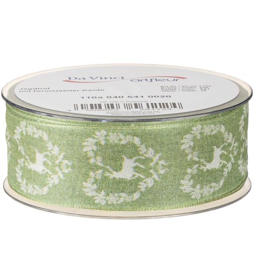 Product Deco ribbon green deer 40mm 20m