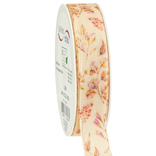 Decorative ribbon Autumn Gift ribbon Beige Pink 25mm 20m