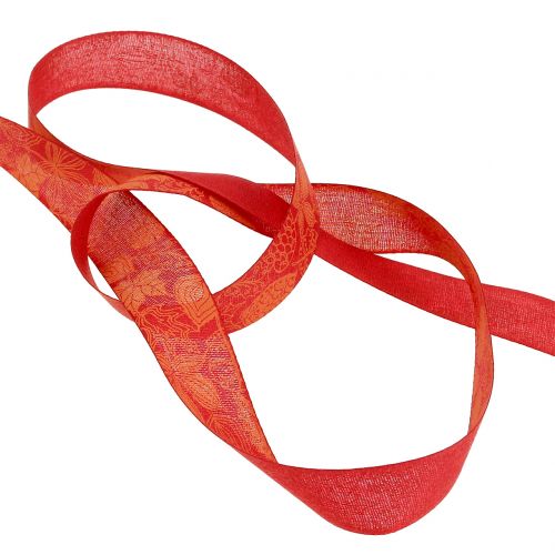 Product Gift ribbon autumn leaves red 25mm 18m