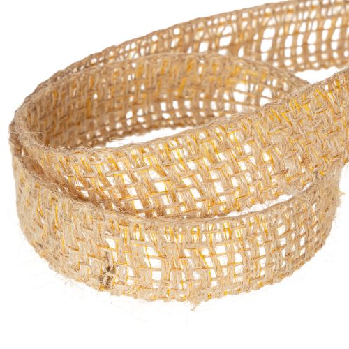 Product Decorative jute ribbon, yellow, natural, 25mm; rustic decorative jute ribbon, 10m